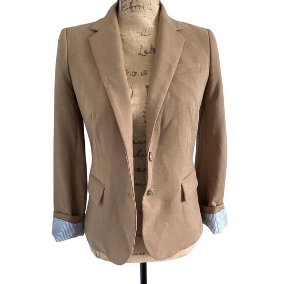EUC! J. Crew Wool Tan Camel Schoolboy Blazer - Size 0 - Picture 7 of 12